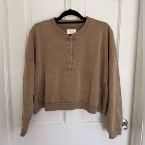 Latte cropped crewneck 100% cotton Sweatshirt- stellae dux